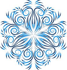 Round ornament. Element for design. Stylized snowflake. Lacy motif for web, prints, cards, poster