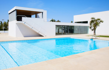 Luxury villa with swimming pool. Modern villa with pool.