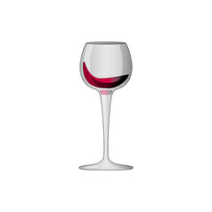 Vector illustration of wineglass with red wine and small wave of beverage