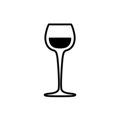 Vector illustration of silhouette with bold outline of wineglass