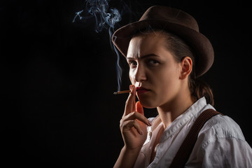 Fototapeta premium woman smoking cigarette