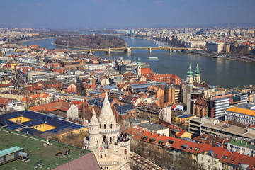 A panoramic view to Budapest, on June 8, 2013 in Budapest, Hungary. Budapest by quantity of the population takes the ninth place in the European union