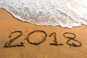 abstract  2018 on a beach sand