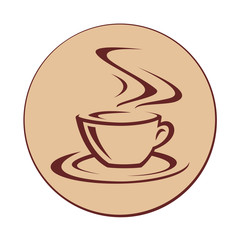 Coffee cup espresso in retro art style for bar and restaurant, logo, vector, icon, side view