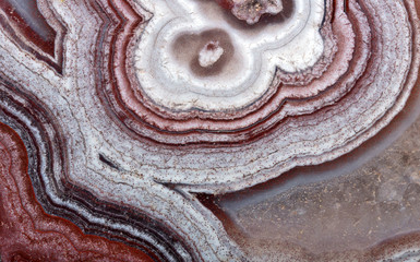 white and red agate rings extreme closeup