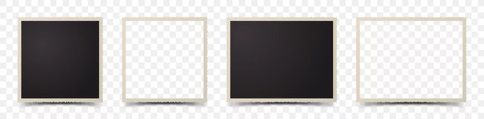Muurstickers Set of deckle edge photo frames on transparent background © dehweh