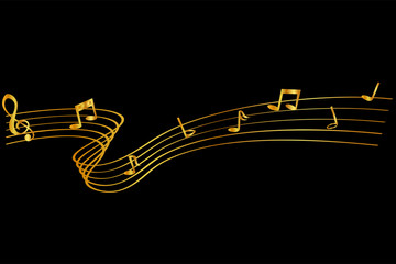 three style of golden Musical Note waving line, for your element design