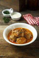 Homemade meatballs with tomato sauce