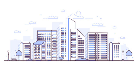Obraz premium Urban landscape - modern thin line design style vector illustration