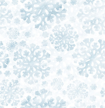 Light Blue Snowflakes Wiped Background