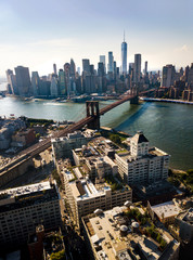 Manhattan bridge New York city aerial view
