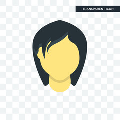 Woman hair vector icon isolated on transparent background, Woman hair logo design