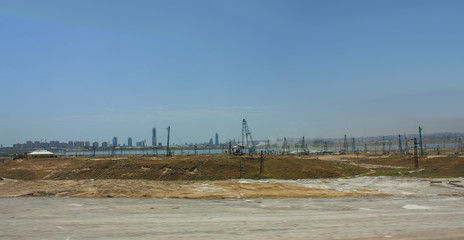 Fototapeta na wymiar Oil rigs in Azerbaijan