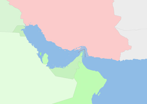 map of the strait of hormuz and coastal states