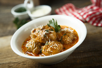 Homemade meatballs with tomato sauce