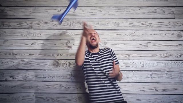 man playing with the plane