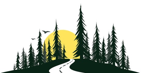 Green forest with the road. © designer_an