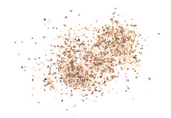 Bird minerals pile isolated on white background, top view