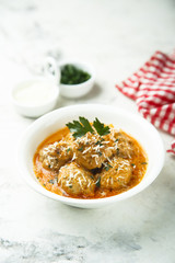 Homemade meatballs with tomato sauce
