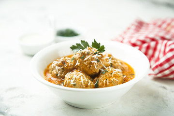 Homemade meatballs with tomato sauce