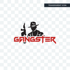 gangster vector icon isolated on transparent background, gangster logo design - obrazy, fototapety, plakaty