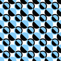 Blue, black and white simple seamless circle pattern background - vector illustration