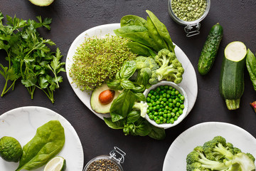 Set healthy food cooking clean eating source protein vegetarian
