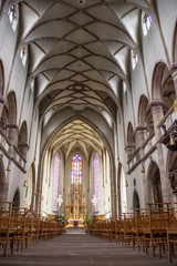 Fototapeta na wymiar Molsheim. Intérieur de l'église des jésuites Saint-Georges, Bas-Rhin, Alsace. Grand Est