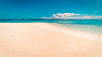 Empty tropical beach scene. Sea sand sky. Tranquil, inspirational beach background