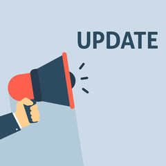 Hand Holding Megaphone With UPDATE Announcement