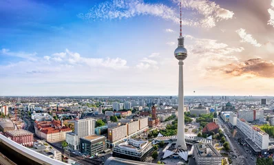 Schilderijen op glas panoramisch uitzicht op het centrum van Berlijn © frank peters