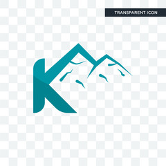 k mountain vector icon isolated on transparent background, k mountain logo design