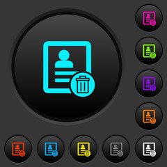 Delete contact dark push buttons with color icons