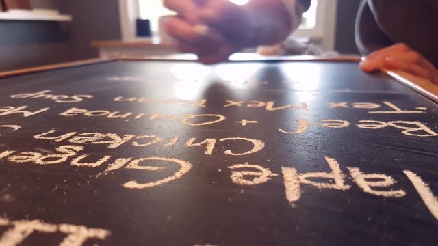 Writing on a chalkboard
