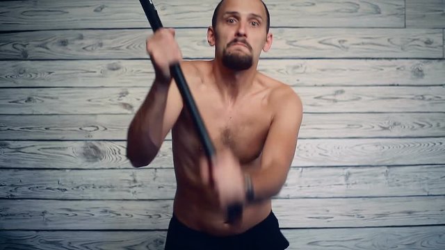 aggressive maniac with an axe