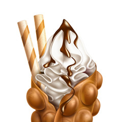 Vector realistic bubble waffle hong kong wafer