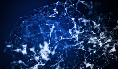 Abstract polygonal space low poly dark background with connecting dots and lines. Connection structure. Futuristic polygonal background. Triangular business wallpaper.