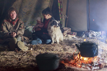 The extreme north, Yamal, the pasture of Nenets people, the dwelling of the peoples of the north, the yurt,