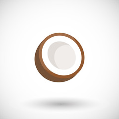 Coconut vector flat icon, flat design of fruit