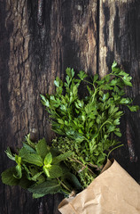 Aromatic herbs. Flat lay