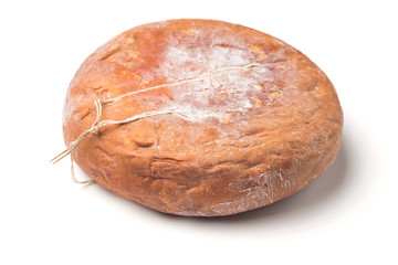 Smoked cheese suluguni on white background