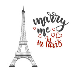 Fototapeta na wymiar lettering marry me in Paris