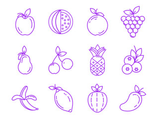 set of  fruits icons