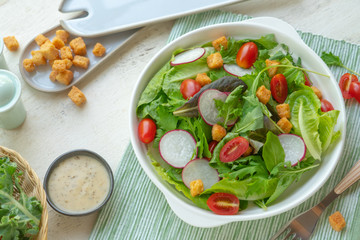 bowl of mix fresh vegetables salad