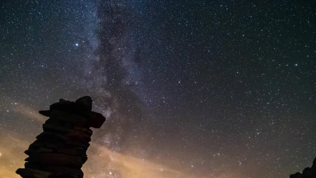 Night Sky Time Lapse Milky Way And Stars Trails Over Switzerland San Bernardino Pass Alps