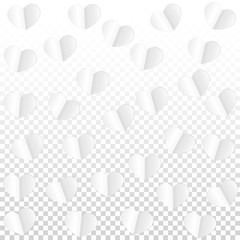 Hearts Confetti Falling Background. St. Valentine's Day pattern. Romantic Scattered Hearts Design Element. Love. Sweet Moment. Gift. Cute Element of Design for Sales or Celebration.