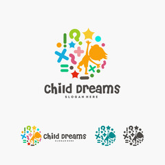 Abstract Circle Child Dreams logo, Child Education logo template, Reach Star symbol
