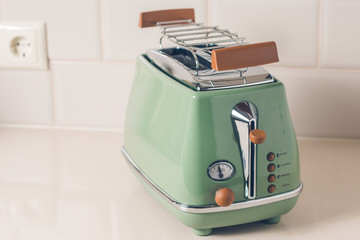 Toaster in vintage style closeup