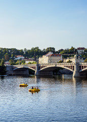 Manes Bridge and Vltava River, Prague, Bohemia Region, Czech Republic