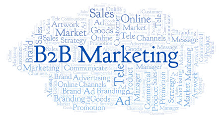 Word cloud with text B2B Marketing.